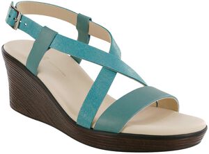Delight Cross Strap Wedge Sandal - Turquoise Web