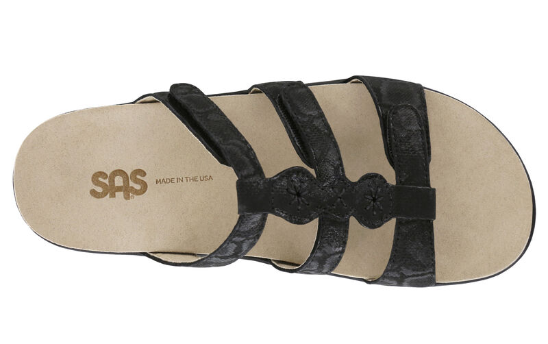 Naples  Slide Sandal, Nero Snake, large