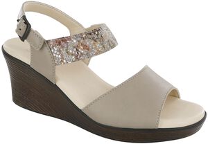 Heather Quarter Strap Wedge Sandal - Taupe Multisnake