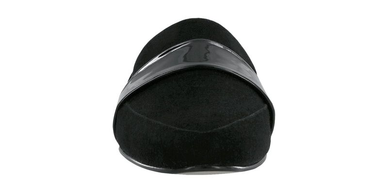 Luxe Black Suede Patent Right Front View