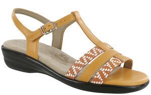 Capri T-Strap Sandal - Orange Chevron