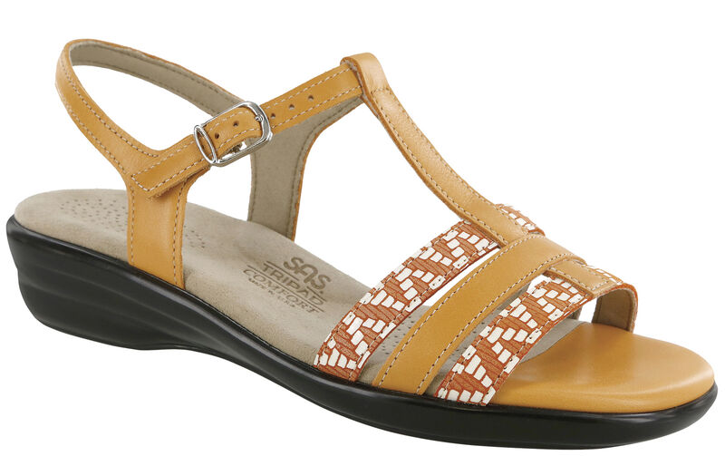 Capri T-Strap Sandal - Orange Chevron, , large