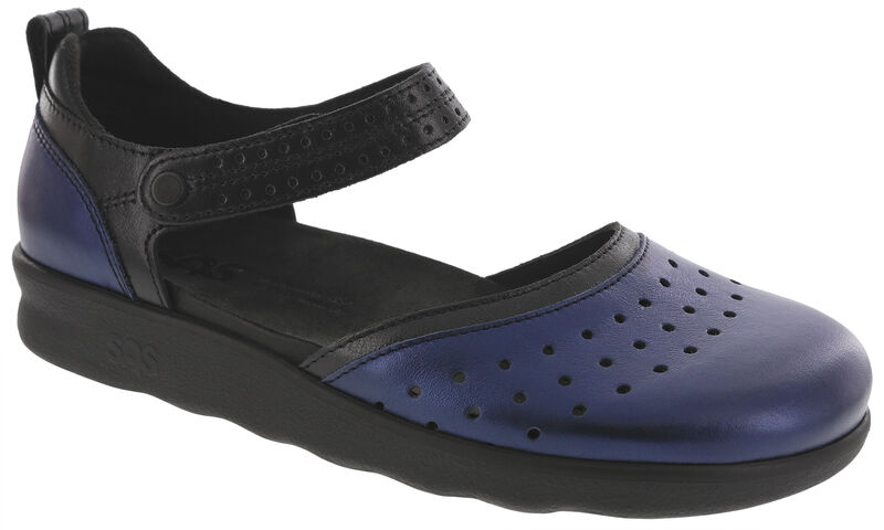 Eden Mary Jane Shoe, Metallic Navy/Black, large
