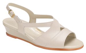 Caress Cross Strap Wedge Sandal - Bone