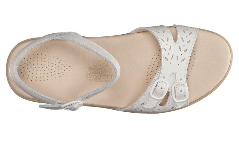 Duo Quarter Strap Sandal, White, large