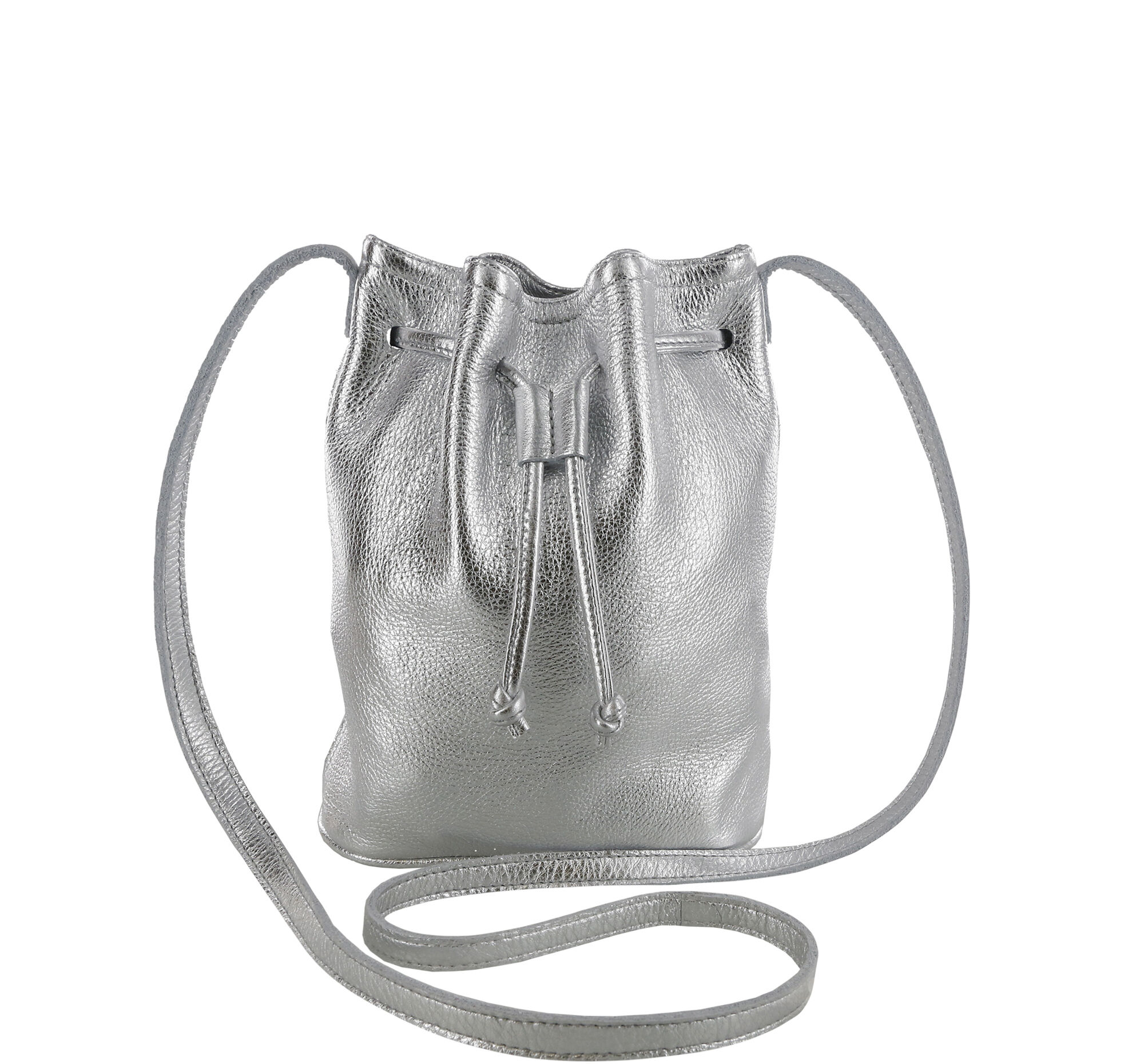 Silver shop bucket bag