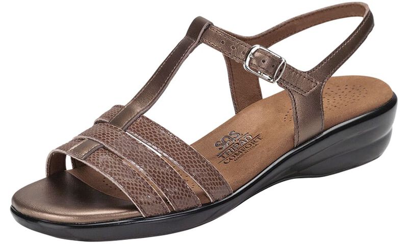 Capri T-Strap Sandal - Bronze Snake, , large