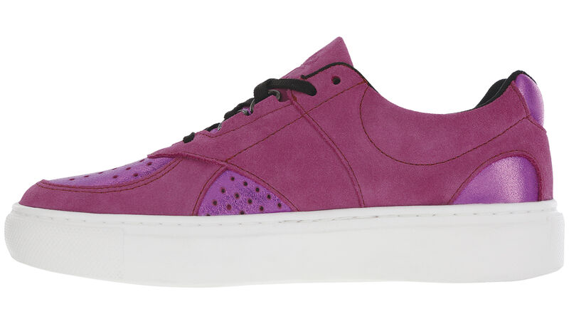 High Street-X LTD Lace Up Sneaker Pink Sparkle Left View