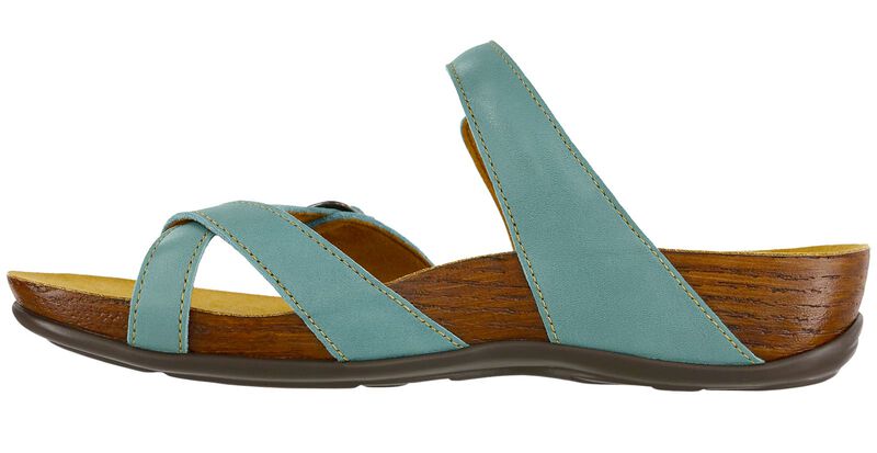Shelly Toe Loop Slide Sandal, Turquoise, large