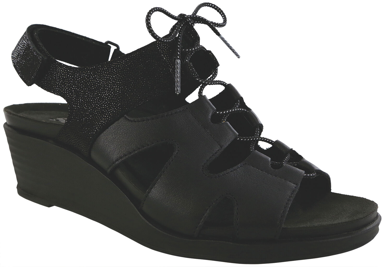 Black tie up wedge sandals sale
