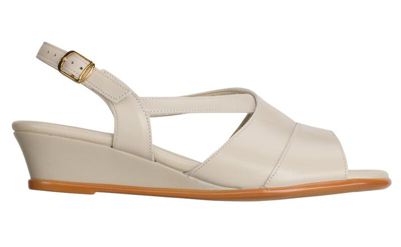 Caress Cross Strap Wedge Sandal - Bone, , large