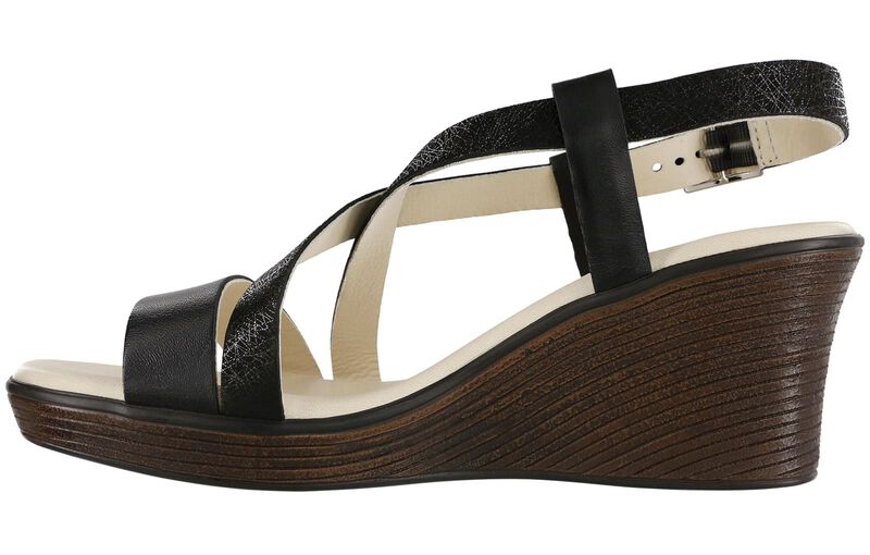 Delight Cross Strap Wedge Sandal - Black Web, , large