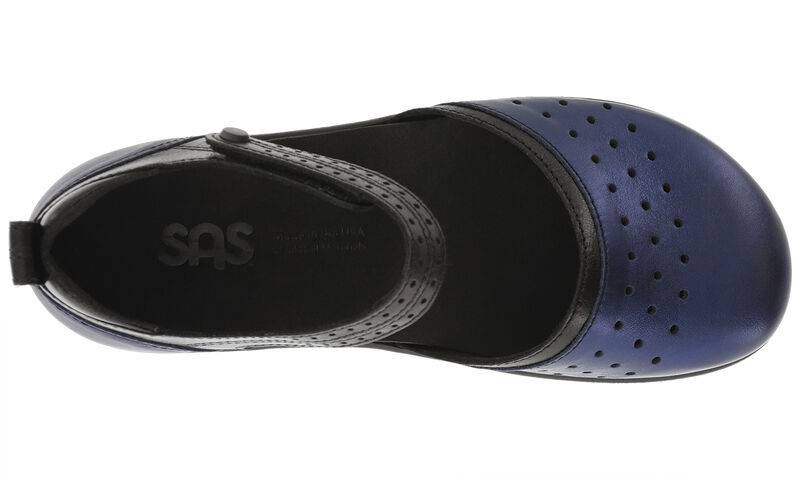 Eden Mary Jane Shoe, Metallic Navy/Black, large