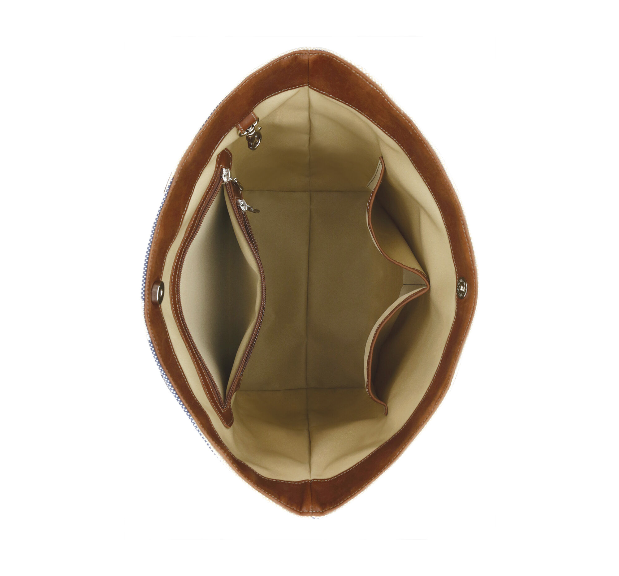Navy and best sale tan handbag