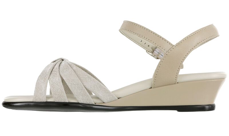Strippy Quarter Strap Wedge Sandal - Linen/Web, , large