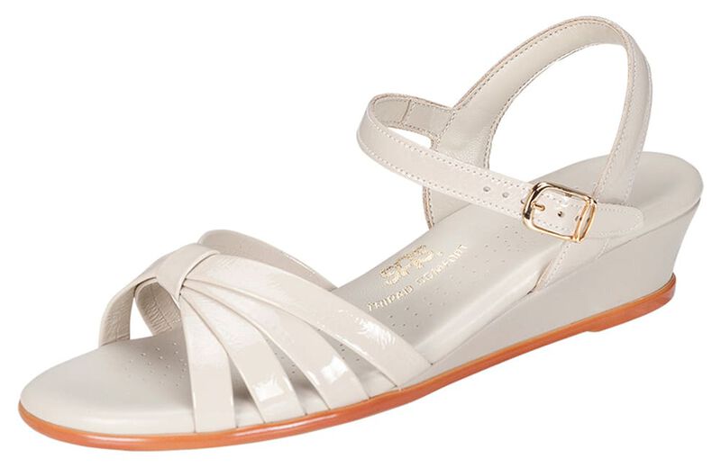 Strippy Quarter Strap Wedge Sandal - Bone Patent, , large