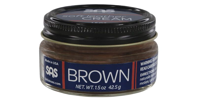 Soft Leather Cream Jar Brown Front View