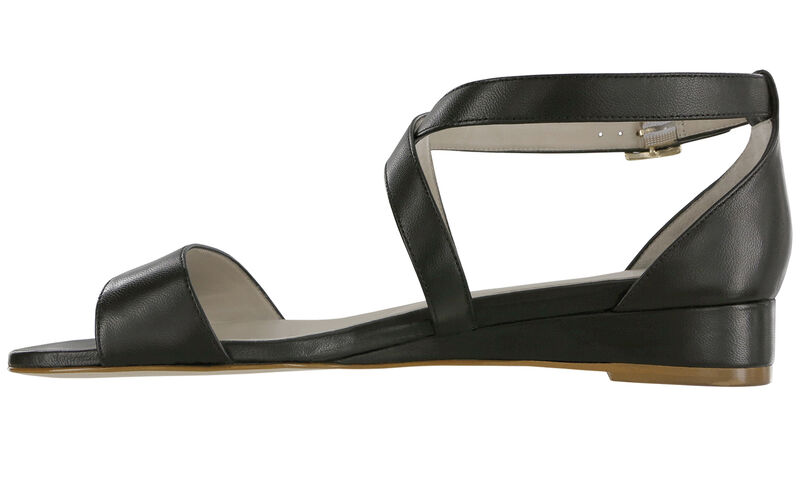 Simone Cross Strap Wedge Sandal - Black, , large