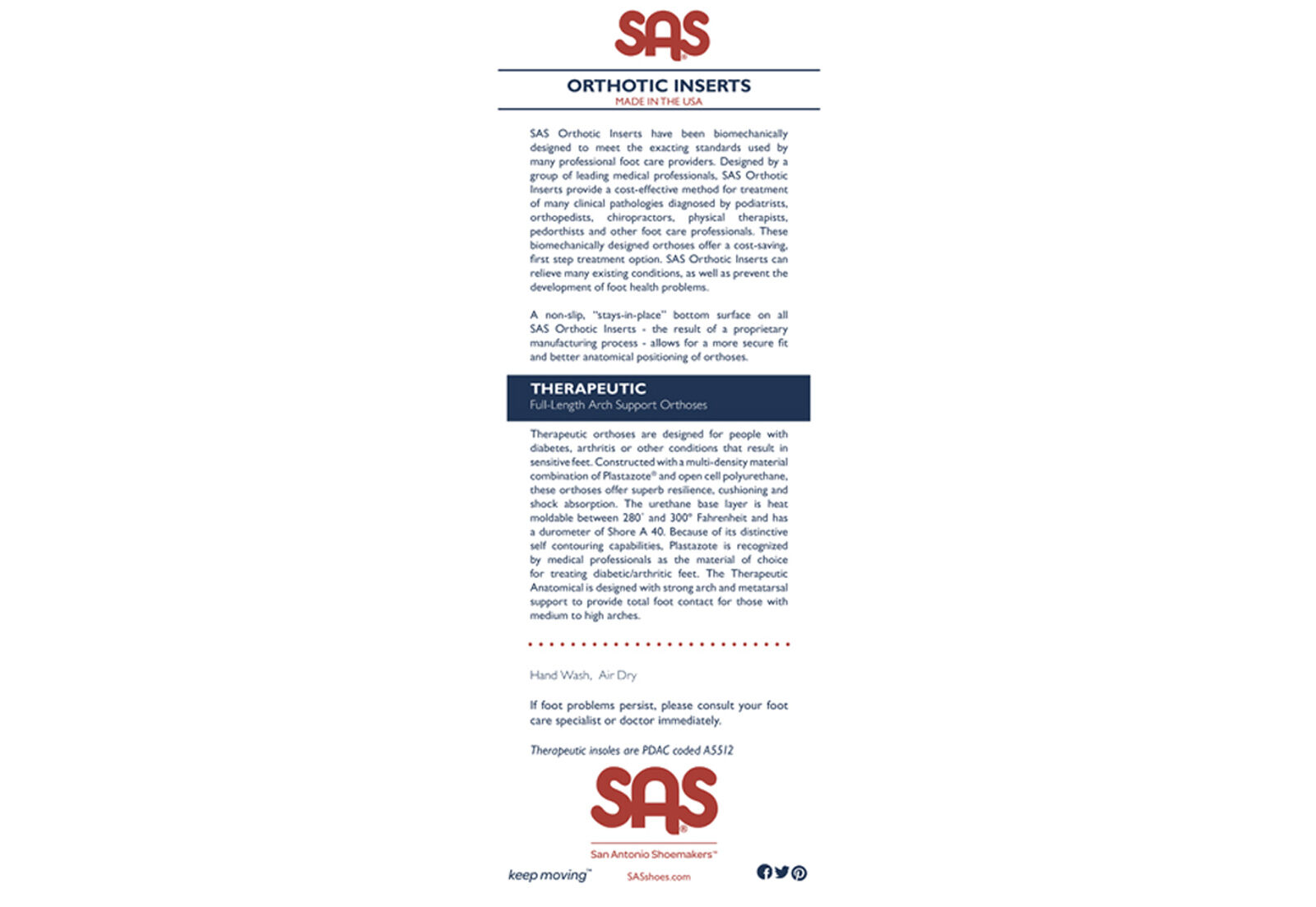 Sas store replacement insoles