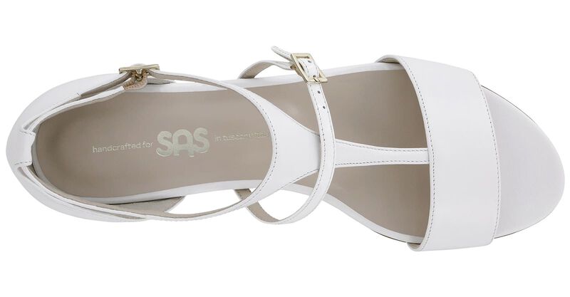 Sandra T-Strap Wedge Sandal - White/Patent, , large