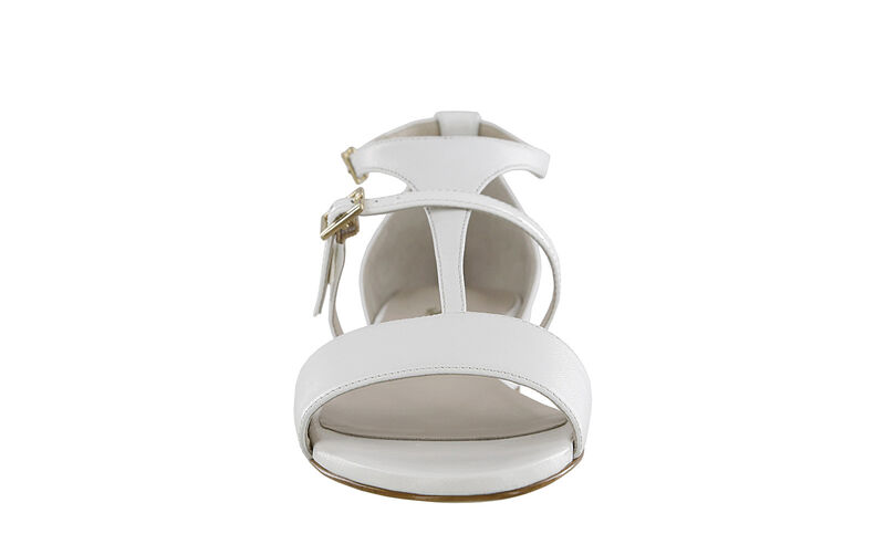 Sandra T-Strap Wedge Sandal - White/Patent, , large