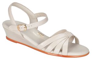 Strippy Quarter Strap Wedge Sandal - Bone Patent
