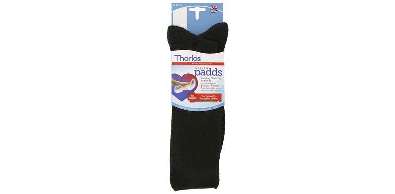Thorlo Health Padds Large Black Socks Front View