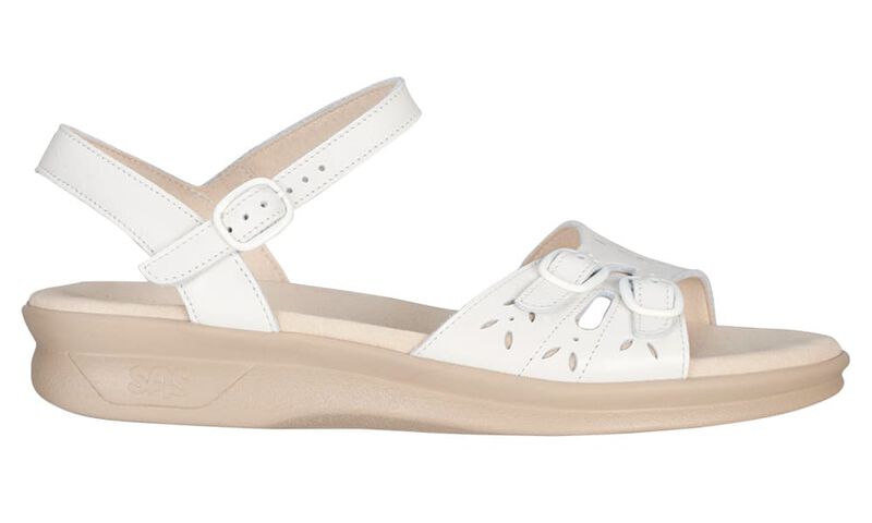 Duo Quarter Strap Sandal, White, large