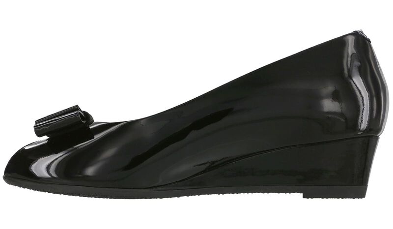 Ava Peep Toe Wedge, Black Patent, large