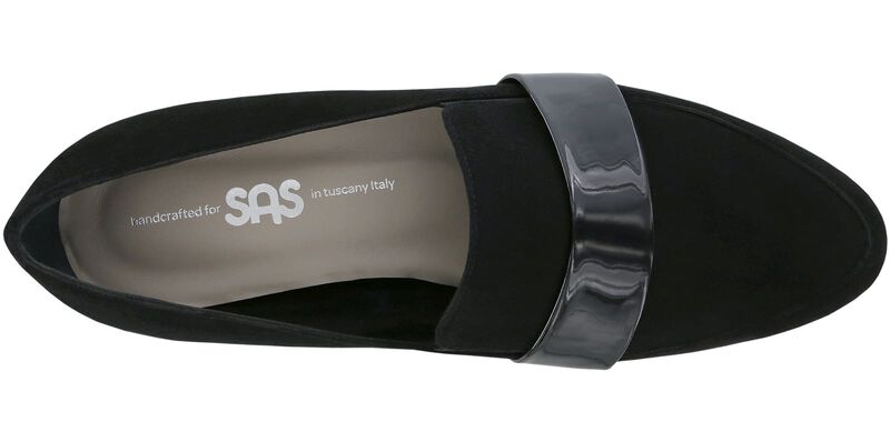 Luxe Black Suede Patent Left Top View