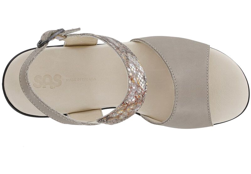 Heather Quarter Strap Wedge Sandal - Taupe Multisnake, , large