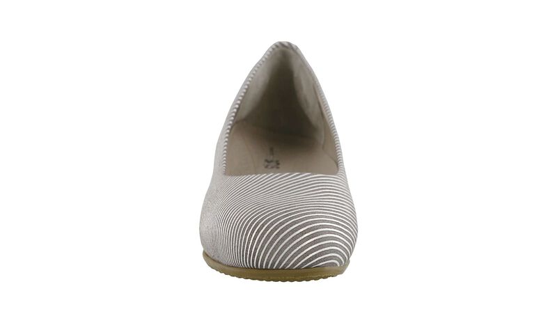Elaine Taupe Stripe Right Front View