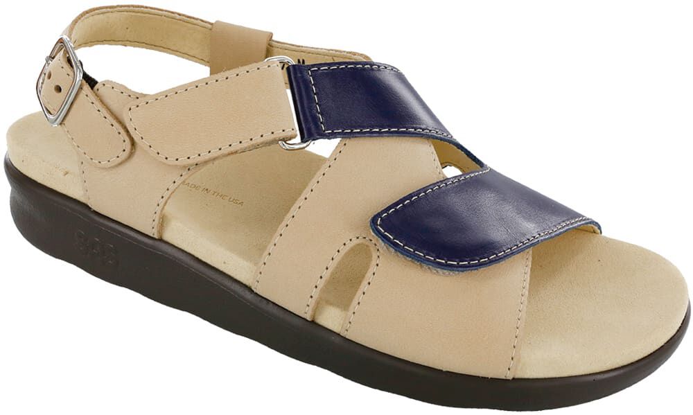 Huggy Cross Strap Sandal | Blue Taupe | SAS Shoes