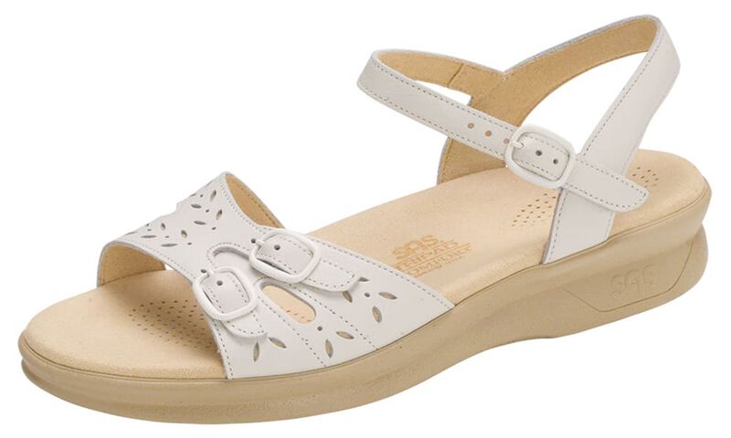 Duo Quarter Strap Sandal, White, large