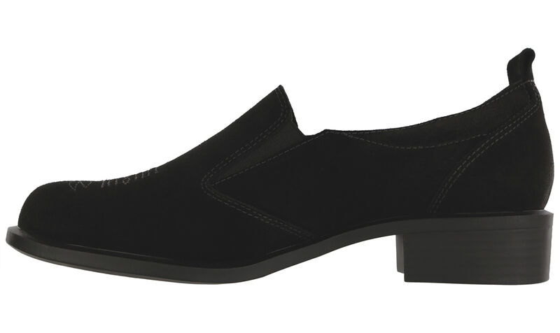Saddle Black Suede Left View