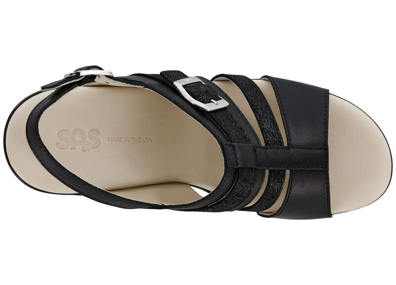 Layla T-Strap Wedge Sandal - Black Web, , large