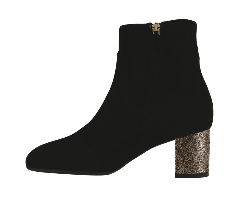 Simi Black Suede-Rose Gold Left Side View