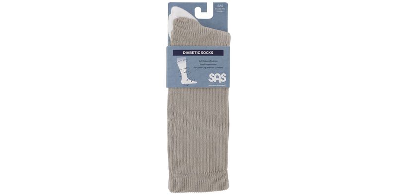 Diabetic Crew X-Large Khaki Socks Front View