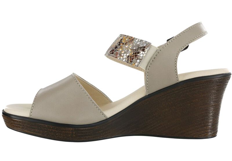 Heather Quarter Strap Wedge Sandal - Taupe Multisnake, , large