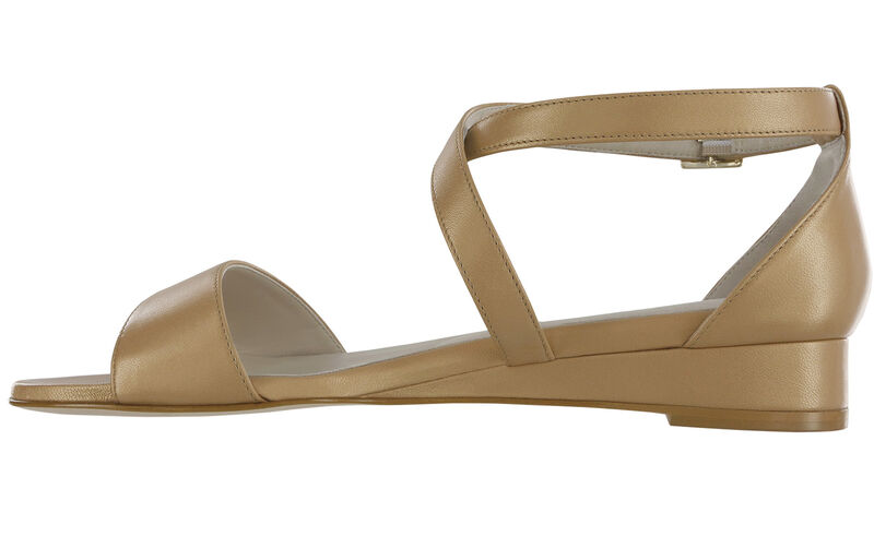 Simone Cross Strap Wedge Sandal - Caramel, , large