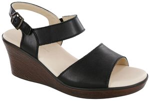 Heather Quarter Strap Wedge Sandal - Black