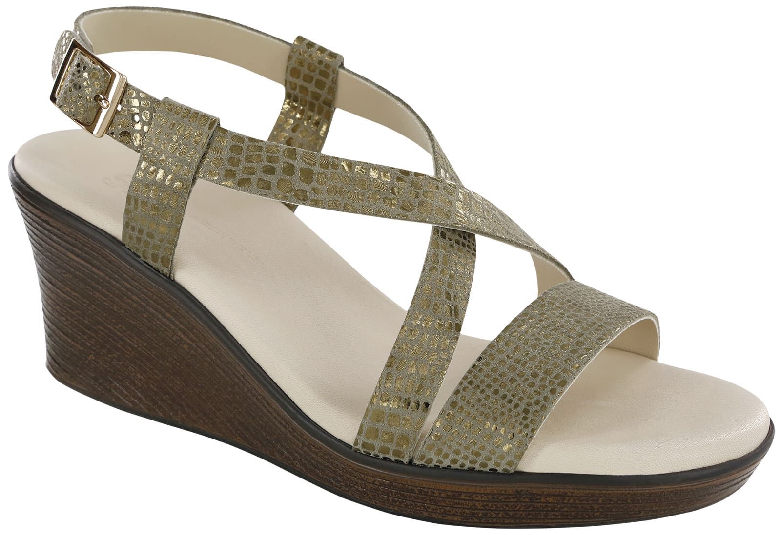 gold strap wedge sandals