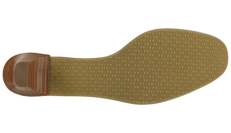 Eleanor Taupe Stripe Bow Left Sole View
