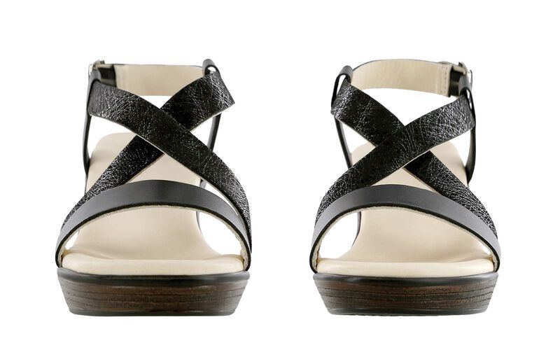Delight Cross Strap Wedge Sandal - Black Web, , large
