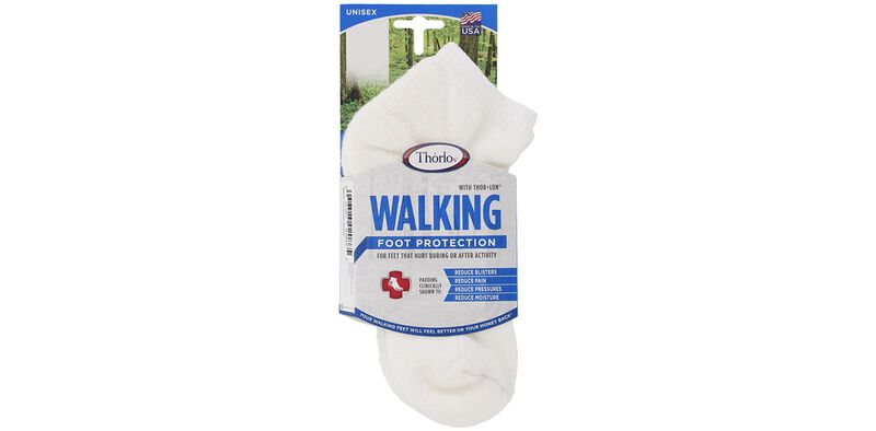 Thorlo Walking Micro Mini Large White Socks Front View