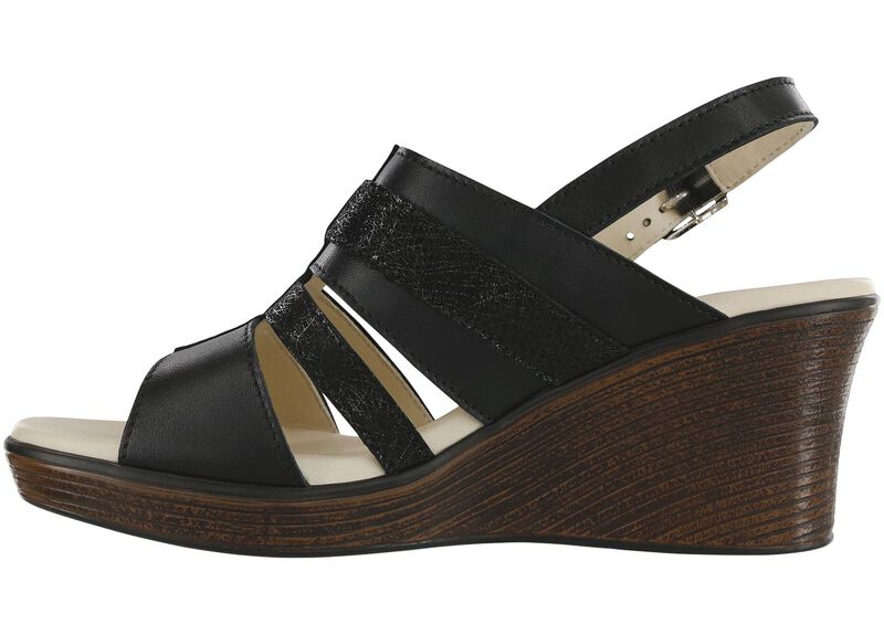 Layla T-Strap Wedge Sandal - Black Web, , large