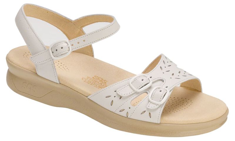 Duo Quarter Strap Sandal, White, large