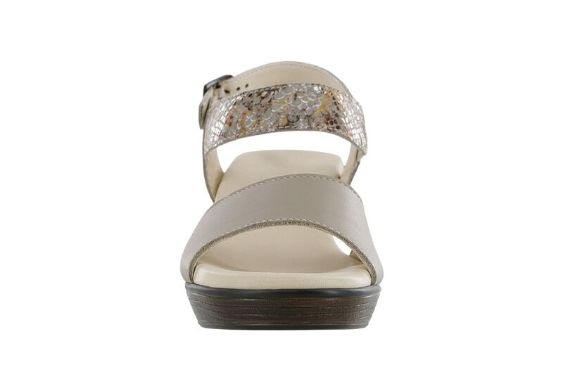 Heather Quarter Strap Wedge Sandal - Taupe Multisnake, , large