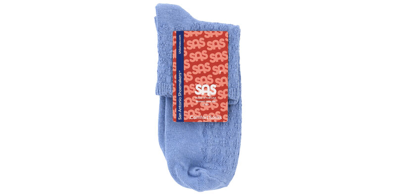 Mayo Crotchet Net Medium Blue Socks Front View