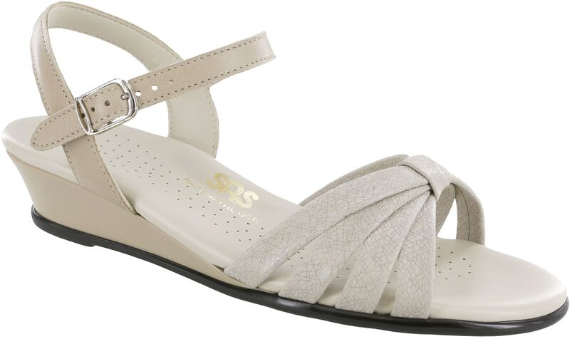 Strippy Quarter Strap Wedge Sandal - Linen/Web, , large